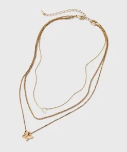 Ball and Snake Chain with Butterfly Charm Multi-Strand Necklace Set 3pc - Universal Thread™ Gold -Universal Thread Shop GUEST e34bd9de 46c8 4872 82fa 4b258c7b88bf