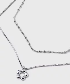 Dainty Multi-Strand with Flower Pendant Necklace - Universal Thread™ Silver -Universal Thread Shop GUEST ed5468e2 46a6 4c50 9097 fef115870b1a