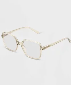 Women's Shiny Plastic Square Blue Light Filtering Reading Glasses - Universal Thread™ Green