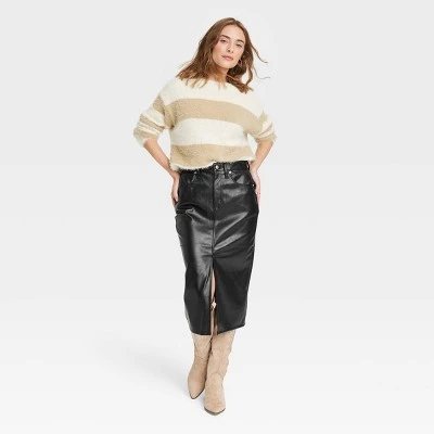 Women's Super-High Rise Faux Leather Midi Skirt - Universal Thread™ Black 4 Women's Super-High Rise Faux Leather Midi Skirt - Universal Thread™ Black - Image 2