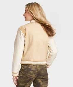Women's Shrunken Varsity Jacket - Universal Thread™ Brown