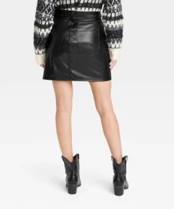 Women's High-Rise Faux Leather Mini Skirt - Universal Thread™ Black
